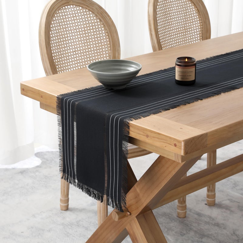 Chassic Farmhouse Style Table Runners Rustic Boho 90 inches Long Table Runner for Dining RoomHoliday Party and Wedding Tabletops Decor 14 x 90 inch Black