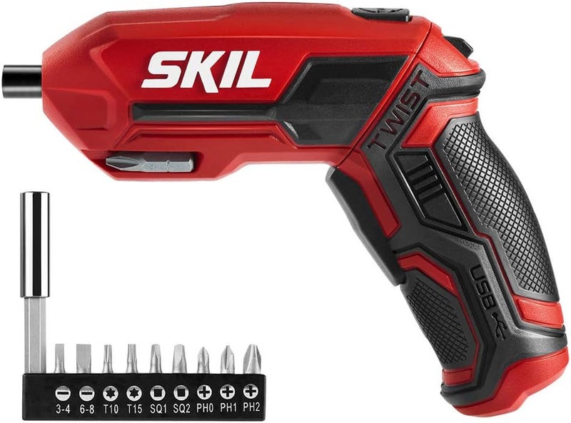 SKIL 4V Pivot Grip Rechargeable Cordless Screwdriver, Includes 9pcs Bit, 1pc Bit Holder, USB Charging Cable - SD561802 - Image 1