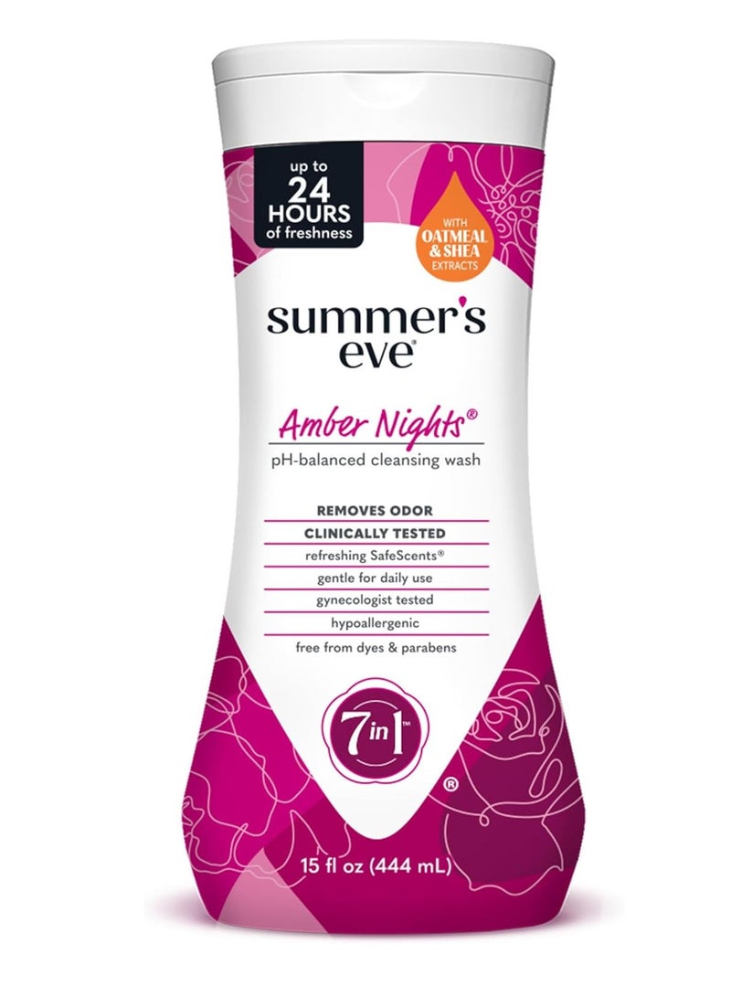 Summer's Eve Hypoallergenic Amber Night Feminine Wash Refreshing Safe Scent pH Balance Gynecologist Tested 444ml