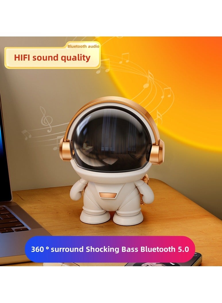 Portable Bluetooth speaker, 24-hour playback time, 10M Bluetooth range, enhanced bass, noise cancelling microphone, colorful white, desktop creative ornament - Image 2