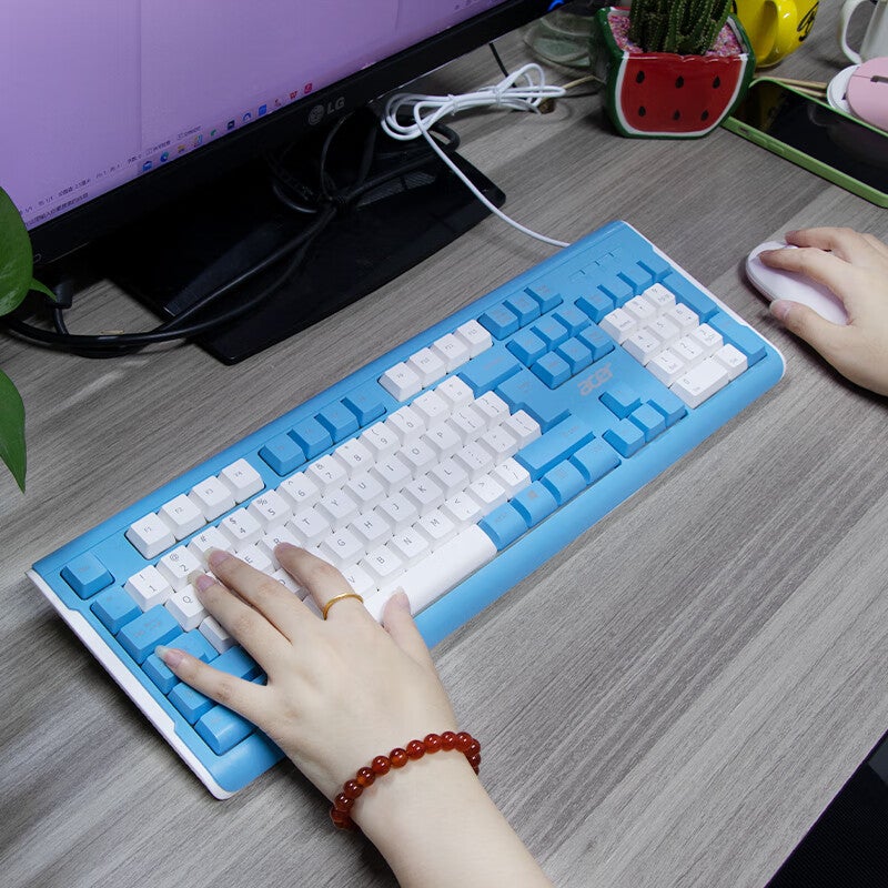 Brand Wired Silent Keyboard - Thin Design for Notebooks Sky Blue 