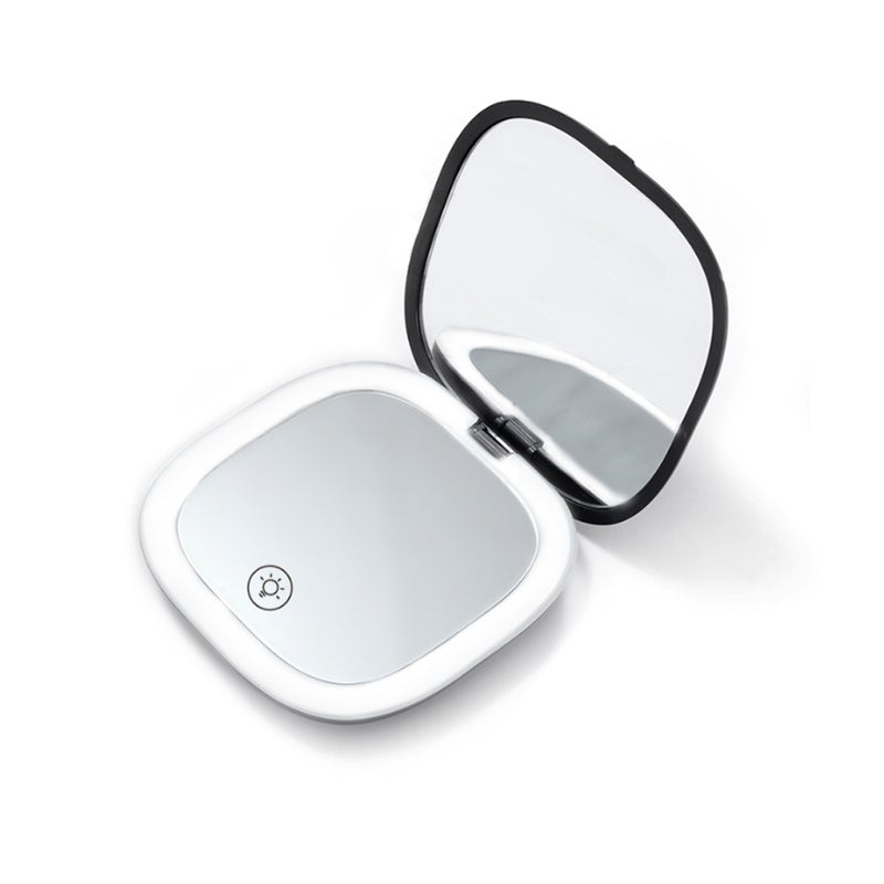 Flip-Top Led Makeup Mirror With Light Handheld Led Portable Makeup Mirror With Light Outdoor Mini Foldableing Rechargeable Small Mirror - Image 1