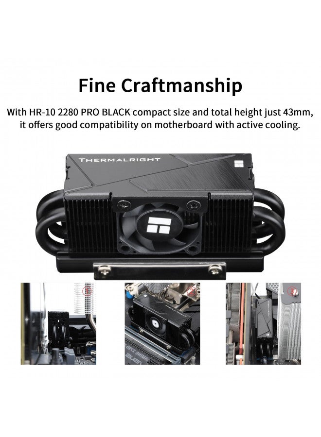 Thermalright HR10 2280 PRO Black SSD Heatsink Cooling,Double-Sided Heat Sink, with Small and High Speed PWM Fan,Thermal Silicone Pad for 2280 SSD PC and Computer,Desktop High Performance SSD Cooler - Image 3