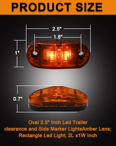 UNXMRFF 12-Pack 2.5 inch LED Trailer Lights Kit Front Rear Side Marker Clearance Indicators Light Lamp Amber + Red DC12-24V Waterproof Universal for RV Camper Truck Van Caravan Boat - Image 4