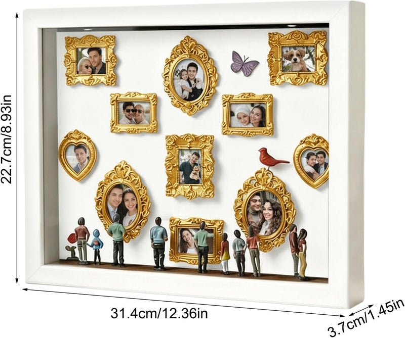 Portable Mini Museum, Figurine Light Up Display, 20x15cm Wood Frame Fun Decoration for Photos, MDF DIY Memory Frame with LED Lights, Home Decor Accessory with Compartments, Couples Her - Image 2