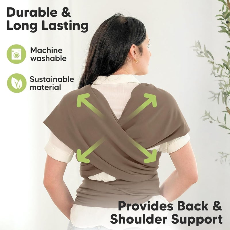 KeaBabies Baby Wrap Carrier - All in 1 Original Baby Carrier Newborn to Toddler Sling, Easy to Wear, Hands Free Bonding, Lightweight, Breathable Infant Wraps (Saddle Brown) - Image 5