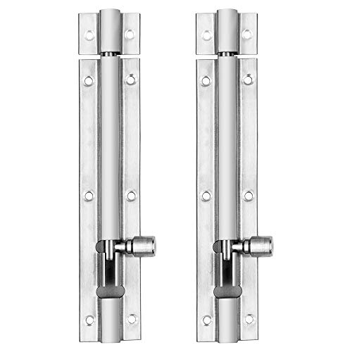 Atlantic Morden Plain Tower Bolt 6 inch (Stainless Steel, Two Tone Silver, Pack of 2 Piece) - Image 1