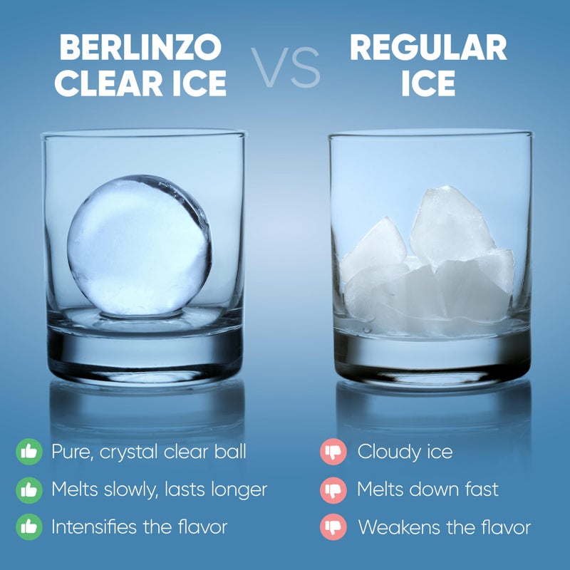 Berlinzo Premium Clear Ice Ball Maker - Large 2.4-Inch Crystal Clear Ice Balls for Whiskey, Cocktails, and Bourbon - Easy-to-Remove Ice Sphere Mold - (Ice Storage Bag Not Included) - Image 2