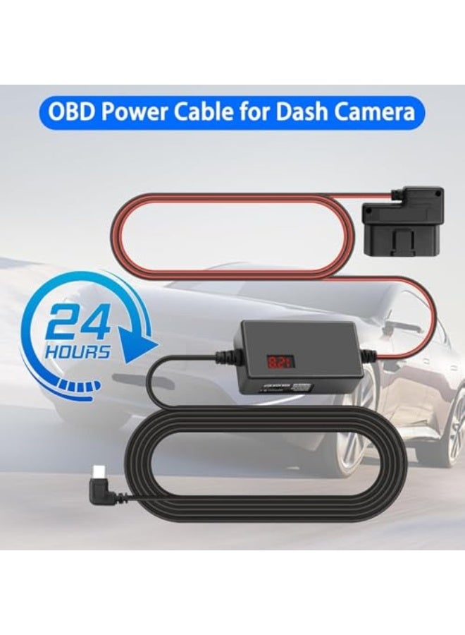 OBD OBD2 USB C Dash Cam Cable, USB C Charger Cable Car Camera Cable with 24 Hours Surveillance, Type C Cable 16Pin OBDII Hardwire Kit for GPS DVR (3.1M) - Image 3