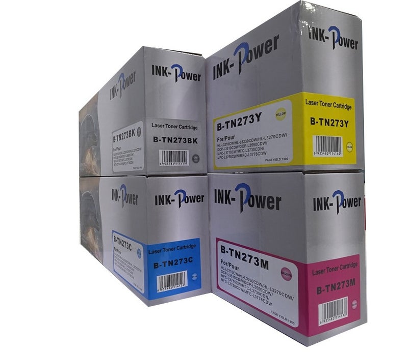 اينك باور خرطوشة حبر متوافقة رباعية الألوان TN 273 من Brother بديلة لطابعات MFC-HL-3210CW/L3230CDW/L3270CDW/L3290CDW/L3510CDW/L3551CDW/L3750CDW/L3710/3750/3770 (أسود، سماوي، أرجواني، أصفر) - Image 2