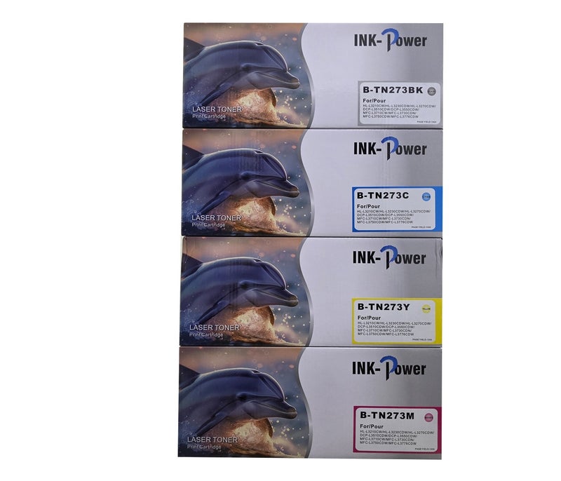 اينك باور خرطوشة حبر متوافقة رباعية الألوان TN 273 من Brother بديلة لطابعات MFC-HL-3210CW/L3230CDW/L3270CDW/L3290CDW/L3510CDW/L3551CDW/L3750CDW/L3710/3750/3770 (أسود، سماوي، أرجواني، أصفر) - Image 3