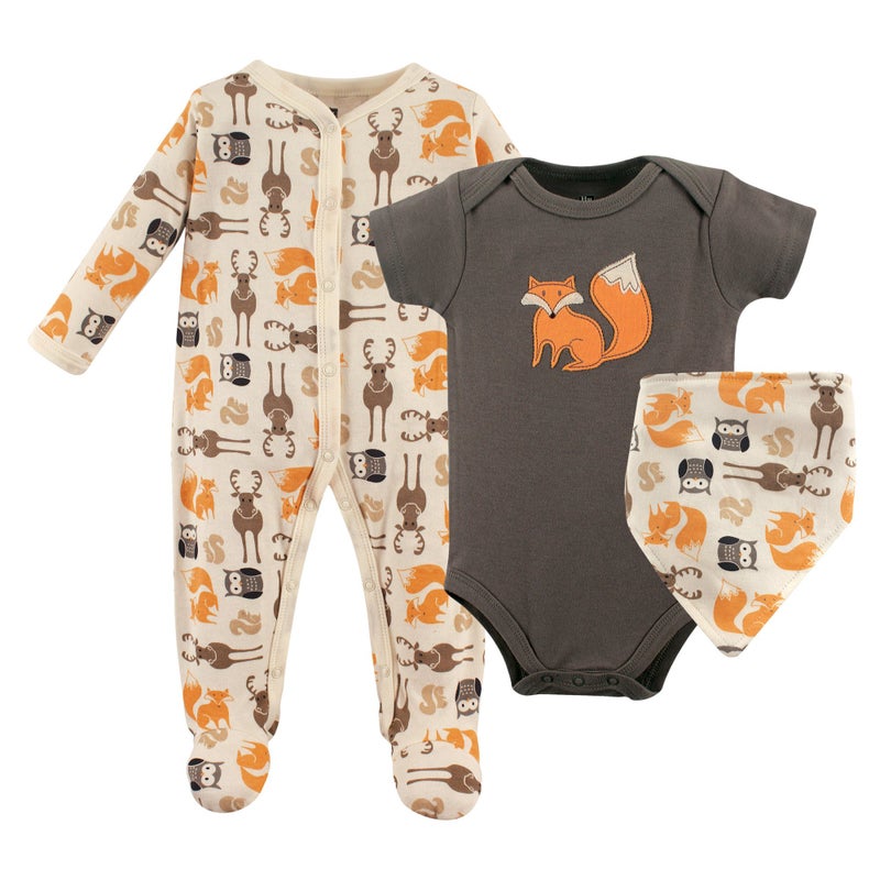 hudson baby Hudson Baby Unisex Baby Cotton Sleep and Play Bodysuit and Bandana Bib Set Forest 36 Months 