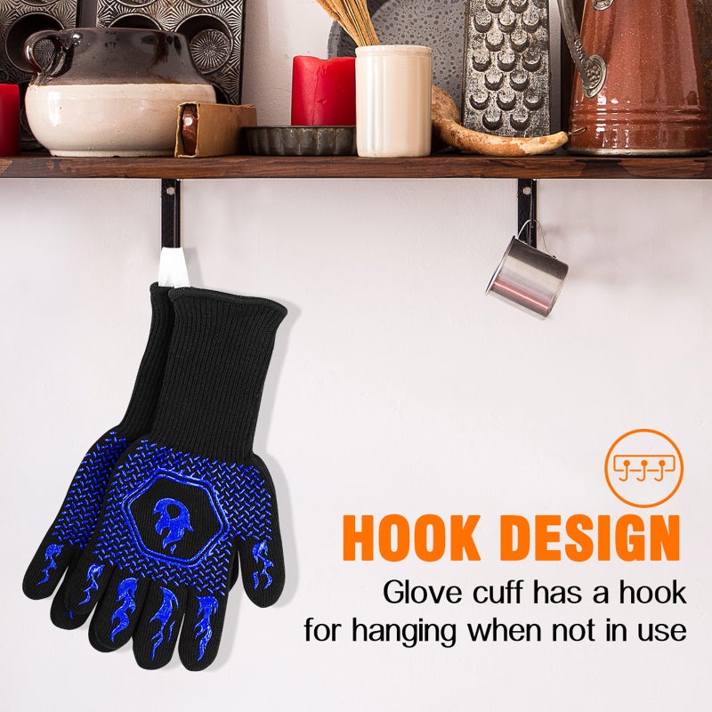 A Pair of BBQ Gloves 800℃/ ℉ Grill Gloves Silicone Gloves Anti-scald Insulated Gloves for Barbecue Cooking Baking Welding ( ) - Image 4