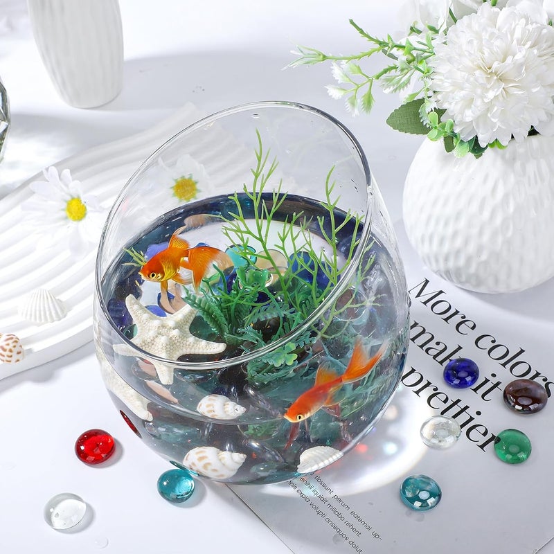 Suream 2 LB Glass Marble Beads, Assorted Mix Colors Firepit Glass Rock, Decorative Flat Marbles for Vases Fillers Aquarium Fish Tank Rocks DIY Crafts Table Scatter Decor - Image 5