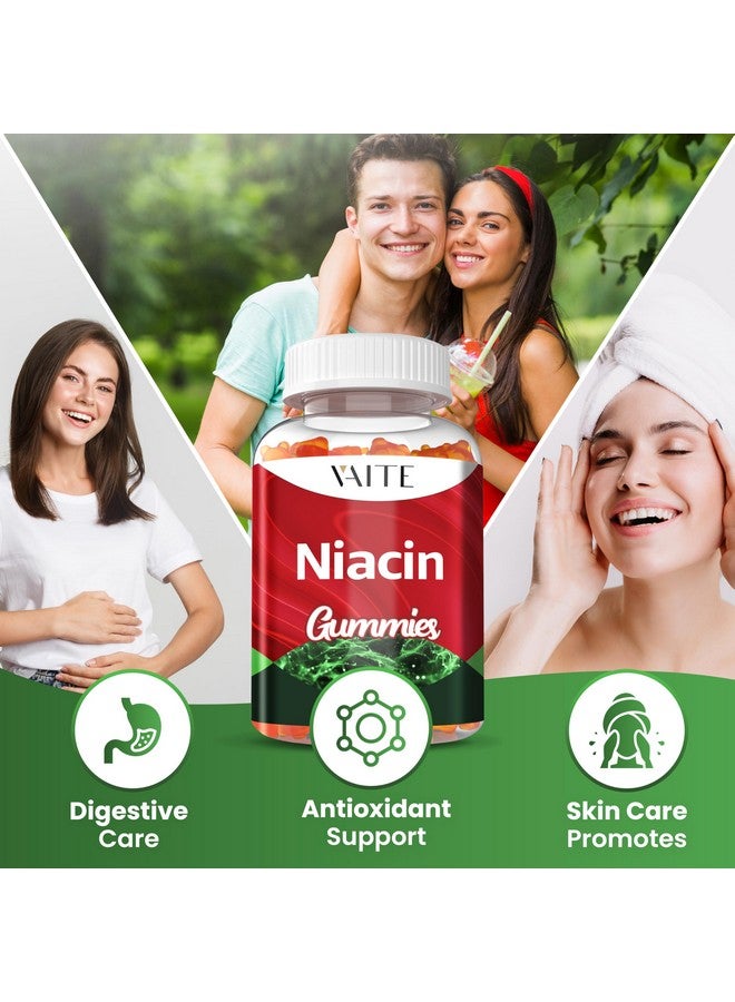 VAITE مكمل نياسين (فيتامين ب3) 1000 ملغ - دعم مضاد للأكسدة والطاقة، حمض نيكوتينيك لتحويل المغذيات وترطيب البشرة، خالي من السكر، 60 حبة جيلاتينية نباتية، غير معدلة وراثيًا، قابلة للمضغ يوميًا - Image 2