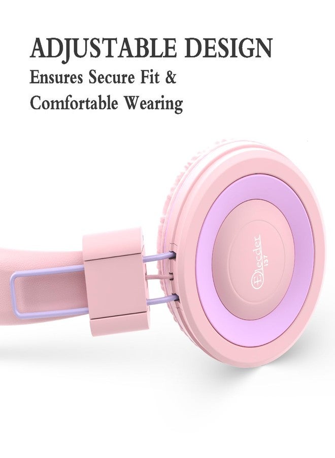 ELECDER i37 Kids Headphones for School Children Girls Boys Teens Foldable Adjustable On Ear Wired Headphones with 3.5mm Jack for Smartphones Chromebook Laptop Computer PC Tablets Travel Peach/Purple - Image 5