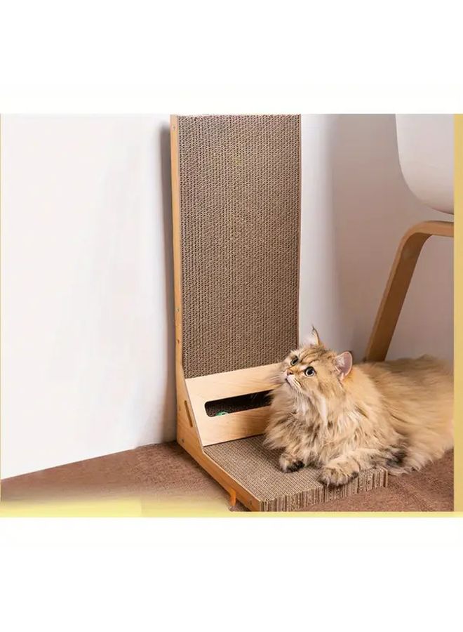 العصا العمودية على شكل حرف L لاستثارة القطط مع جرس وخداشات مقاس 9.45 × 13.39 × 23.62 بوصة - Image 2