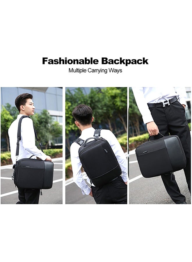 Multi-Functional Laptop Backpack with External USB Charging Port, Black - Image 5