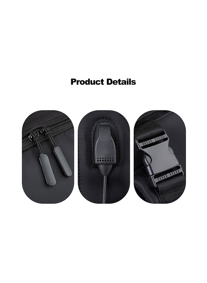 Multi-Functional Laptop Backpack with External USB Charging Port, Black - Image 4