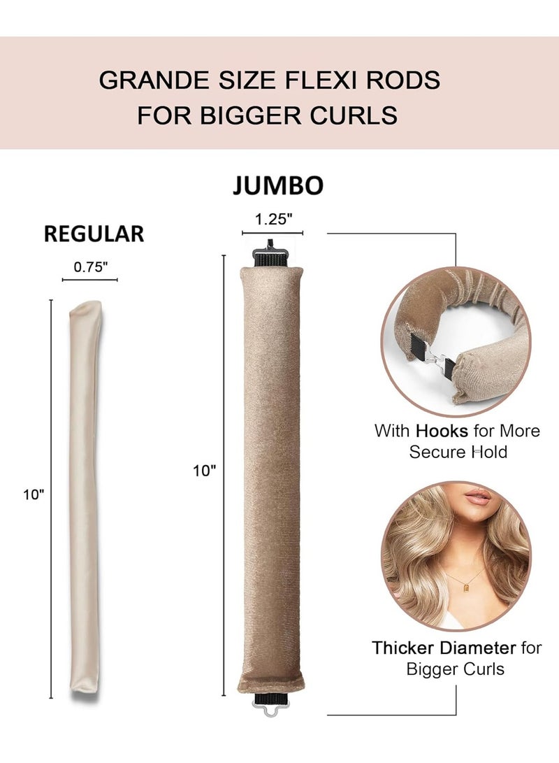 Heatless Hair Curlers for Long Hair Overnight Wavy Hair Curlers Blowout Rods Heatless Curls Curling Headband No Heat Hair Rollers for Long Hair Volume Blow Out Women Hair Waver Tool Khaki - Image 3