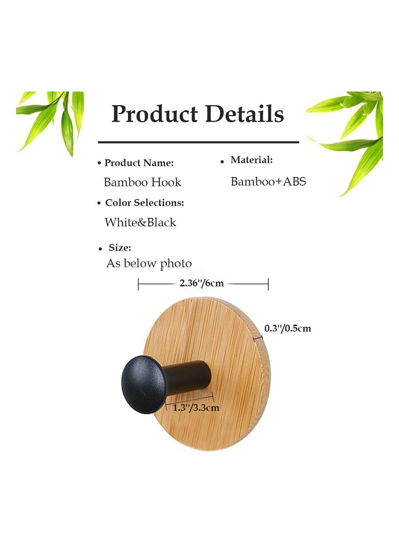 SOLARAE Towel Wooden Wall Hooks, Modern Coat Hooks Heavy Duty Adhesive Hooks for Hanging Hats Towels Robe Clothes Keys Bags, 4 Pcs - Black - Image 4