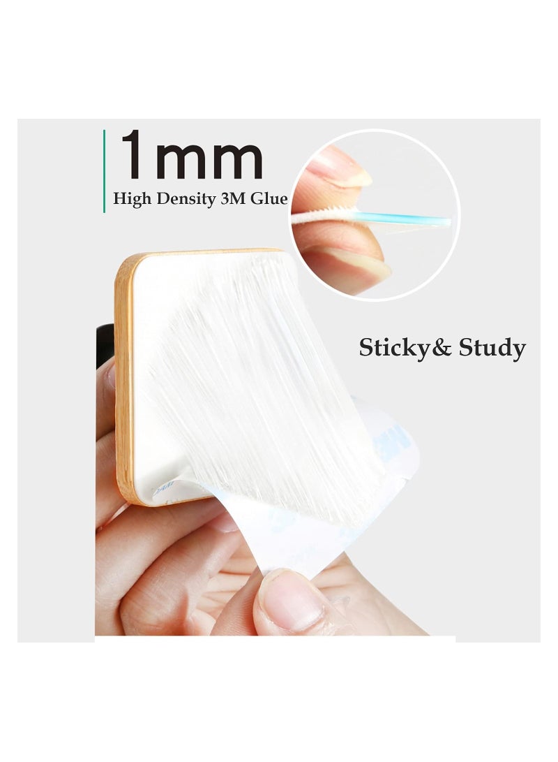 SOLARAE Towel Wooden Wall Hooks, Modern Coat Hooks Heavy Duty Adhesive Hooks for Hanging Hats Towels Robe Clothes Keys Bags, 4 Pcs - Black - Image 3