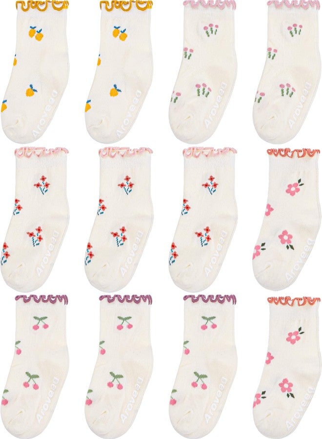 Aroveea Baby Toddle Socks Grip Non Slip Kids Boys Girls Cotton Socks 12 Pack Ankle Cute Newborn Socks 1-3T - Image 1