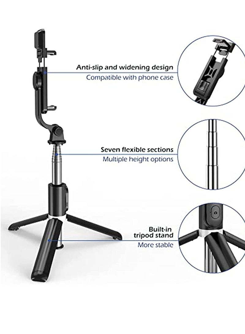 Portable Selfie Stick Tripod with Light - 41 Inch Extendable Tripod with Detachable Bluetooth Remote, Compatible with iPhone 13 Pro/12/11 Pro/Max/XS/XR/X - Image 2