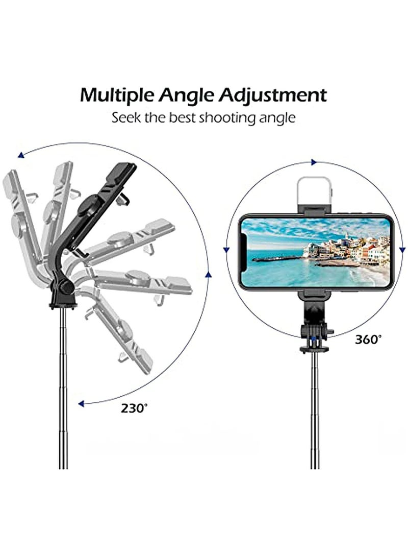 Portable Selfie Stick Tripod with Light - 41 Inch Extendable Tripod with Detachable Bluetooth Remote, Compatible with iPhone 13 Pro/12/11 Pro/Max/XS/XR/X - Image 3