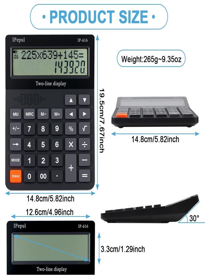 iPepul Desk Calculator, Basic Desktop Calculators Big Buttons and 2 Line Display, 4 Function Simple Calculator, Large Talking Calculator Office Supplies for Office Business School Students - Image 3