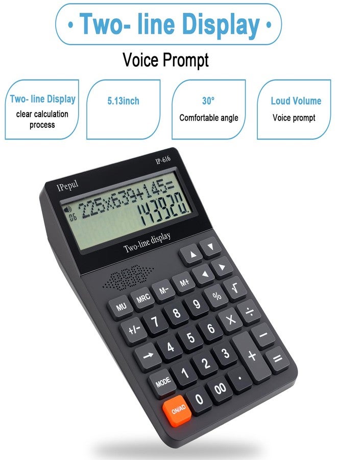 iPepul Desk Calculator, Basic Desktop Calculators Big Buttons and 2 Line Display, 4 Function Simple Calculator, Large Talking Calculator Office Supplies for Office Business School Students - Image 4