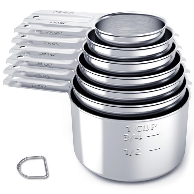 STAINLESS STEEL MEASURING CUPS SETKITCHEN GADGETS FOR COOKING BAKINGSET OF 7