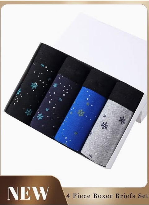 Set of 4 Men's 95% Cotton Shorts Breathable Soft Underwear Summer High Stretch Seamless Underwear