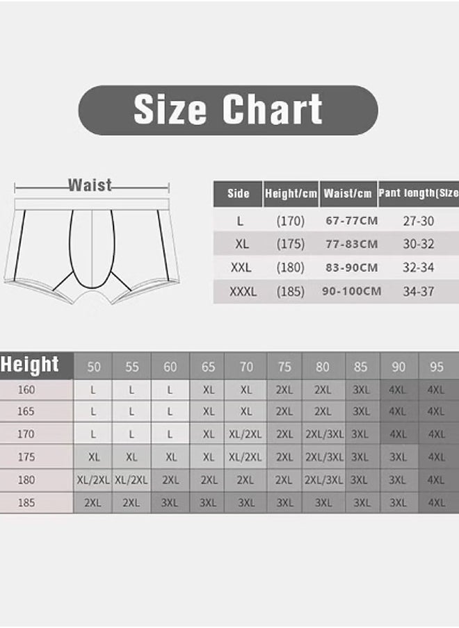 Set of 4 Men's 95% Cotton Shorts Breathable Soft Underwear Summer High Stretch Seamless Underwear