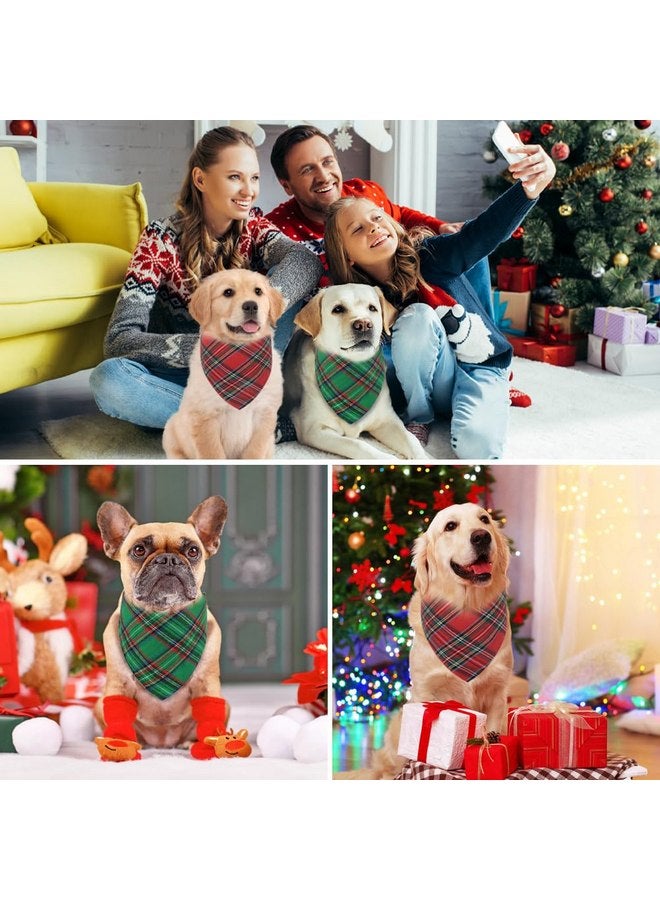 Vivifying Dog Christmas Bandana, 2 Pack Classic Plaid Triangle Dog Scarf for Small Dogs and Medium Dogs, Holiday Dog Christmas Costume for Festive Photo Prop, Party Decor (Large, Green&Red) - Image 4