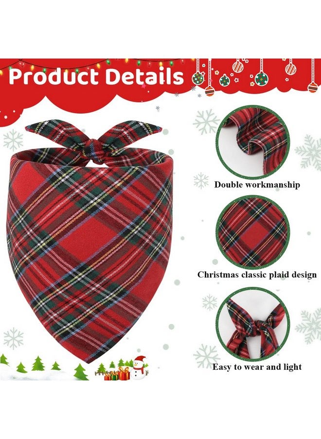 Vivifying Dog Christmas Bandana, 2 Pack Classic Plaid Triangle Dog Scarf for Small Dogs and Medium Dogs, Holiday Dog Christmas Costume for Festive Photo Prop, Party Decor (Large, Green&Red) - Image 3