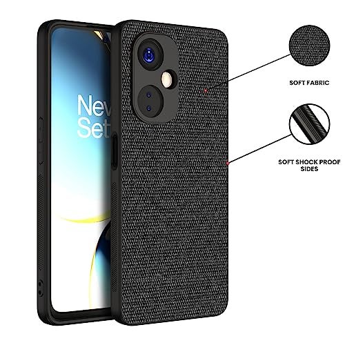 Kapa Soft Full Fabric Protective Back Case Cover for OnePlus Nord CE 3 Lite | Shockproof Slim Hard Anti Slip Back Case (Black), PC+Cloth - Image 2