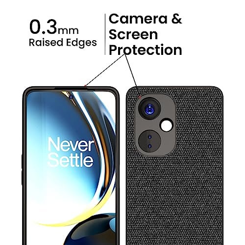 Kapa Soft Full Fabric Protective Back Case Cover for OnePlus Nord CE 3 Lite | Shockproof Slim Hard Anti Slip Back Case (Black), PC+Cloth - Image 3