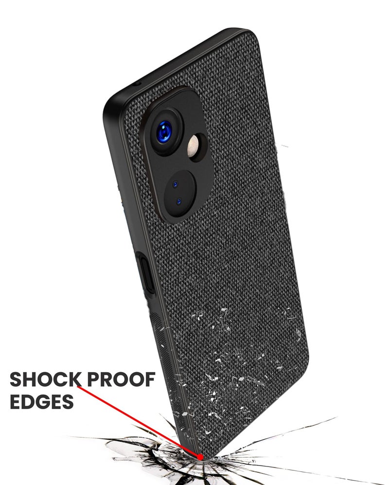 Kapa Soft Full Fabric Protective Back Case Cover for OnePlus Nord CE 3 Lite | Shockproof Slim Hard Anti Slip Back Case (Black), PC+Cloth - Image 4
