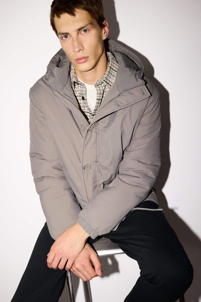 DeFacto Regular Fit Hooded Zippered Waterproof Jacket - Image 3