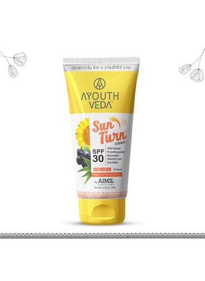 AYOUTHVEDA Sun Turn Face Cream With Spf 30 Sun Protection For All Skin Types Lightweight Antiaging With Aloe Vera Moisturizes & Softens Skin Quickabsorbing & Ultrahydrating (Pack Of 2 100G)  - Image 3