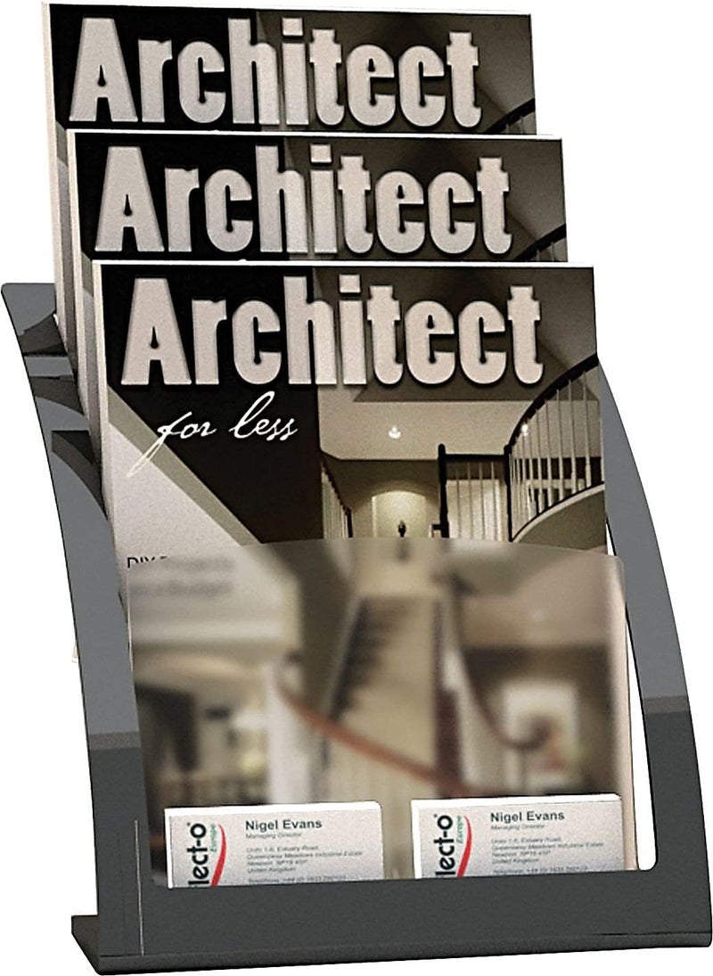 Deflecto ThreeTier Magazine Holder 1114w x 61516d x 13516h Black  - Image 2