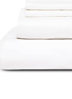 RISHAHOME RISHAHOME 3 Piece Deep Pocketed Fitted Bedsheet Set Queen Size|White Colour |1 Fittedsheet - 180x200+30 cm, 2 Pillowcases - 50x75 cm|Non allergic Microfiber for year-around use.  - Image 3