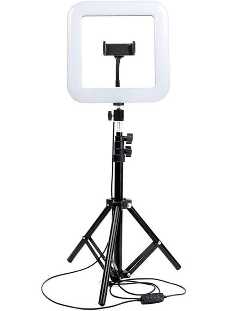 36W Square LED Ring Light for Selfies – 5500K Daylight Color – Photography and Makeup Lighting with Adjustable Stand - Image 1