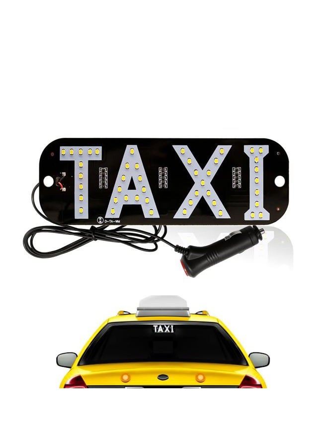 YSY Taxi Light, Taxi LED Sign Decor, Taxi LED Light Logo, Flashing Hook on Car Window with DC12V Car Charger Inverter for Driver (White) - Image 1