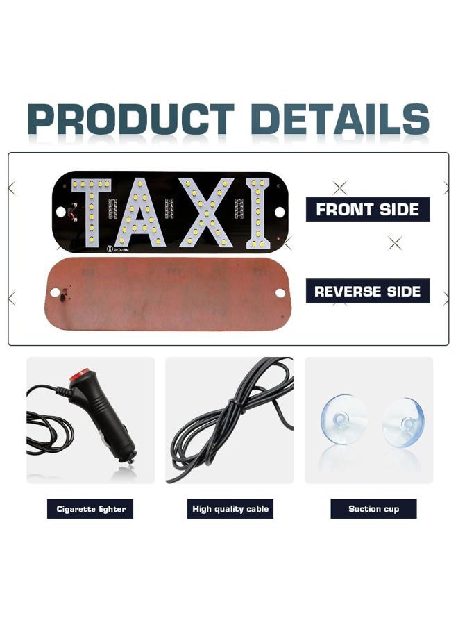 YSY Taxi Light, Taxi LED Sign Decor, Taxi LED Light Logo, Flashing Hook on Car Window with DC12V Car Charger Inverter for Driver (White) - Image 4