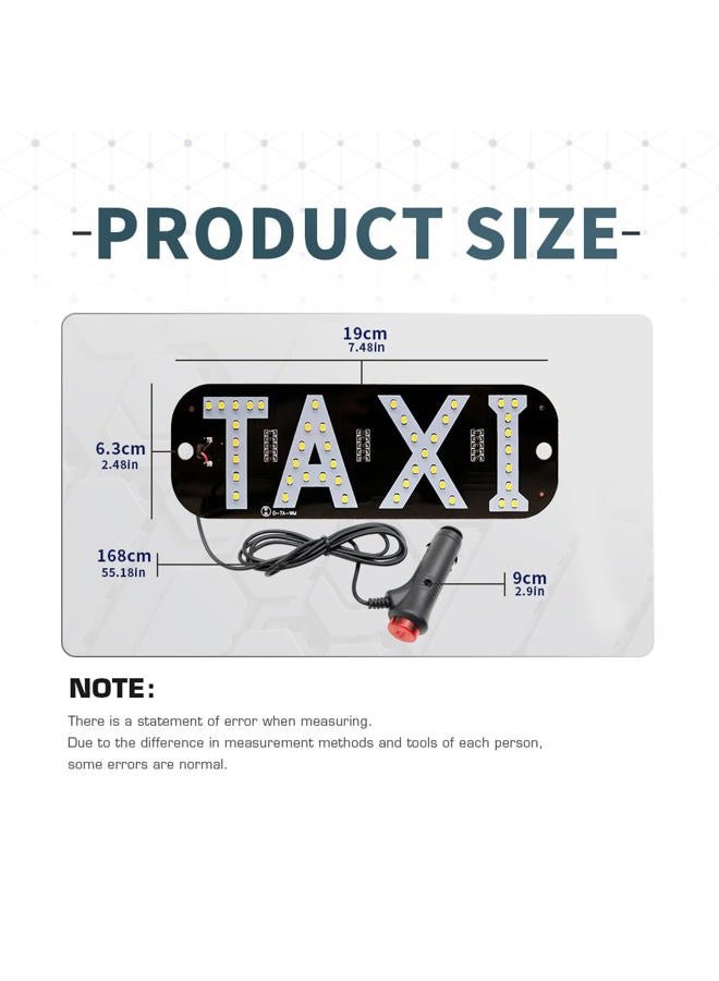 YSY Taxi Light, Taxi LED Sign Decor, Taxi LED Light Logo, Flashing Hook on Car Window with DC12V Car Charger Inverter for Driver (White) - Image 3