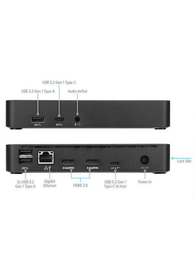 targus USB-C Docking Station with Dual 4K 60Hz HDMI, Gigabit Ethernet LAN, Multiport Adapter with USB-C & USB 3.0, Type-C Hub, Laptop Dock for MacBook, Windows, iPad Pro Black - Image 2