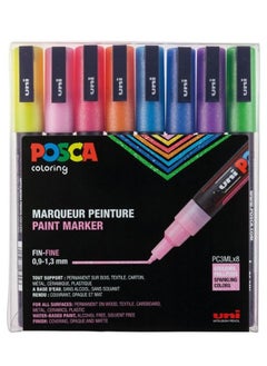 Uni Mitsubishi Uni Mitsubishi Pencil Posca Paint Marker Pen - PC-3M Fine Glitter Set 8 Colors  - Image 2