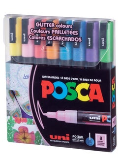 Uni Mitsubishi Uni Mitsubishi Pencil Posca Paint Marker Pen - PC-3M Fine Glitter Set 8 Colors  - Image 1